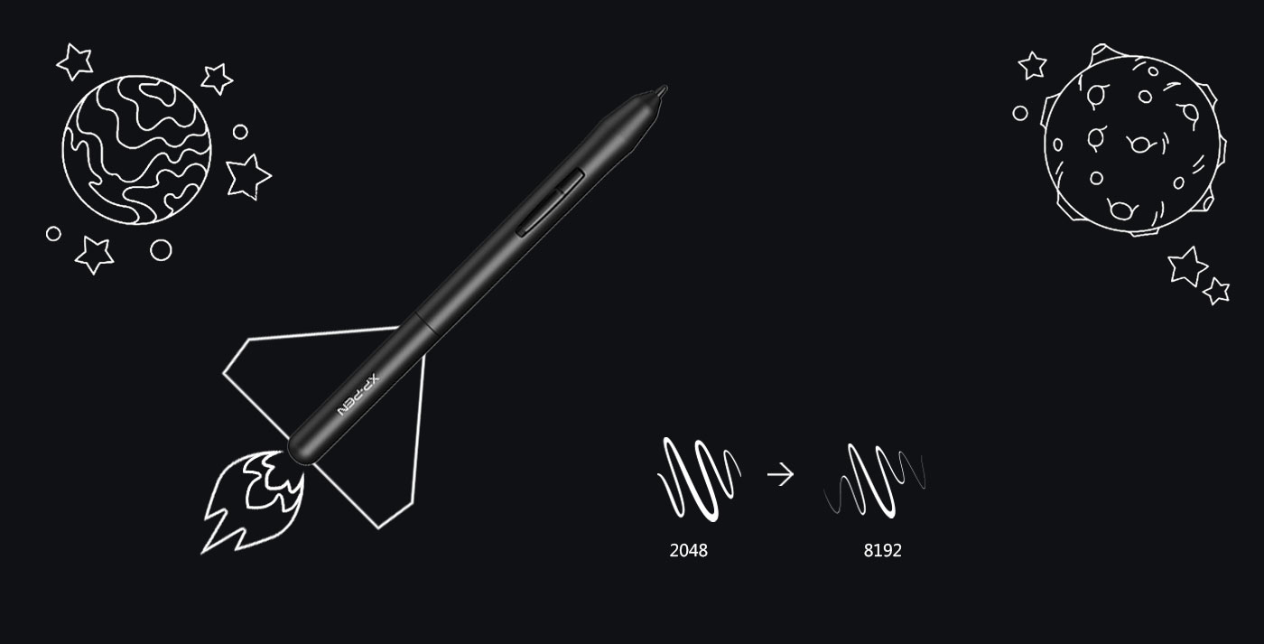 caneta digital com Pressão sensível de 8192 níveis